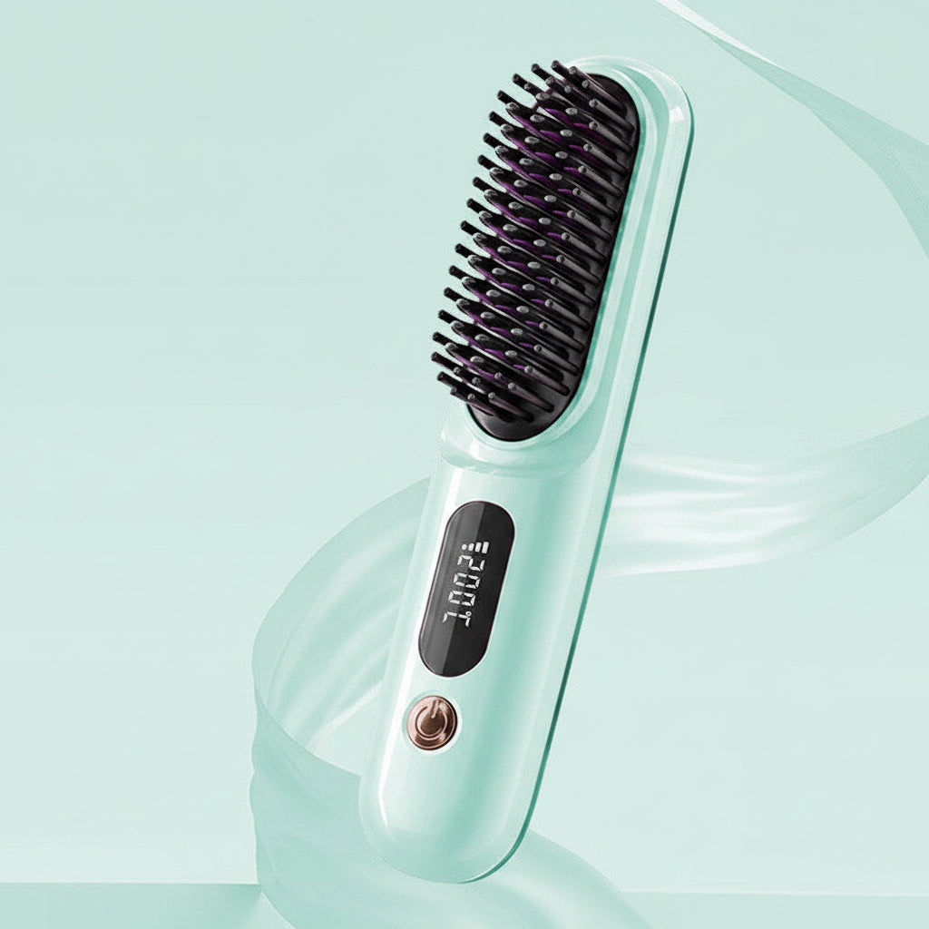 Cordless Hair Straightener & Curling Comb – Rechargeable Travel Hair Styler