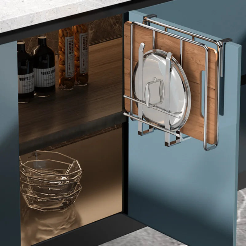 No-Drill 304 Stainless Steel 2-Tier Cabinet Organizer, Multifunctional Rack for Cutting Boards, Towels & Cups, Kitchen Storage