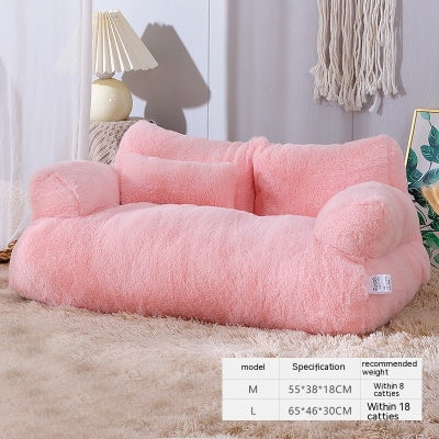 Luxury Plush Pet Sofa Bed – Cozy Warm Cat & Small Dog Bed with Pillow