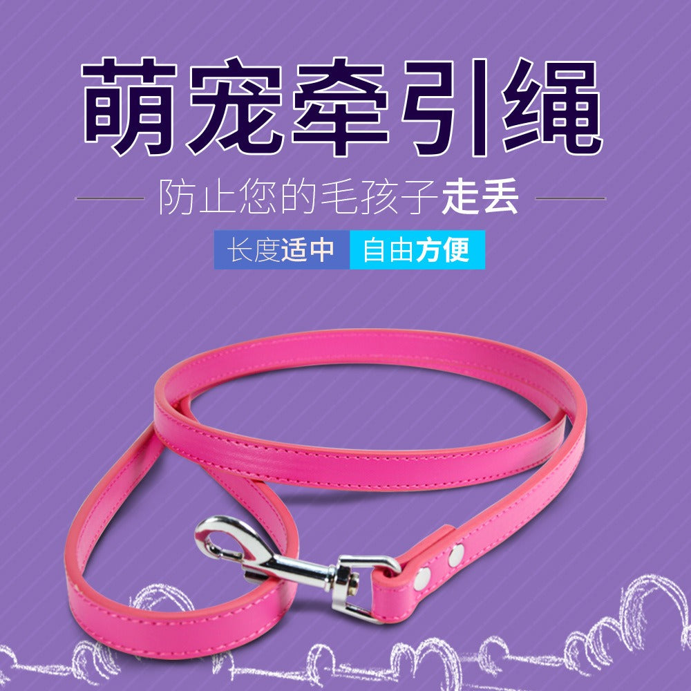 Premium PU Leather Pet Leash – Durable Anti-Loss Walking Lead for Dogs & Cats