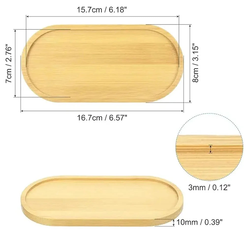 Bamboo Tray for Bathroom Small Wooden Trays Oval Decorative Tray for Organizing Accessories Vanity Trays Soap Dish for Kitchen