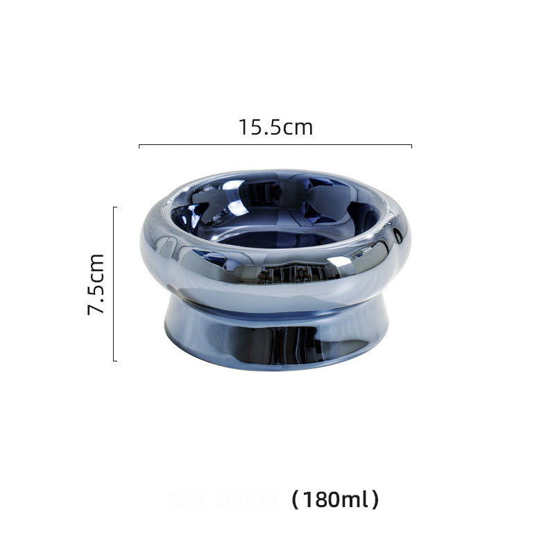 Electroplated Mirror Ceramic Pet Bowl – Premium Food & Water Bowl for Cats & Small Dogs