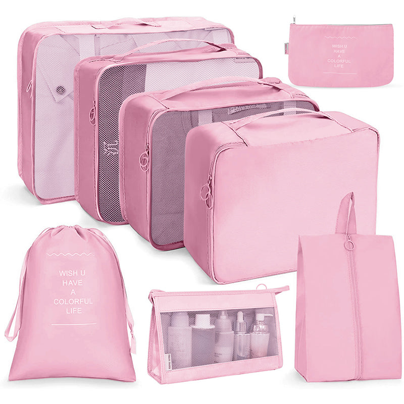 8-Piece Travel Packing Cubes Set – Luggage Organizer Bags with Shoe Bag & Toiletry Bag