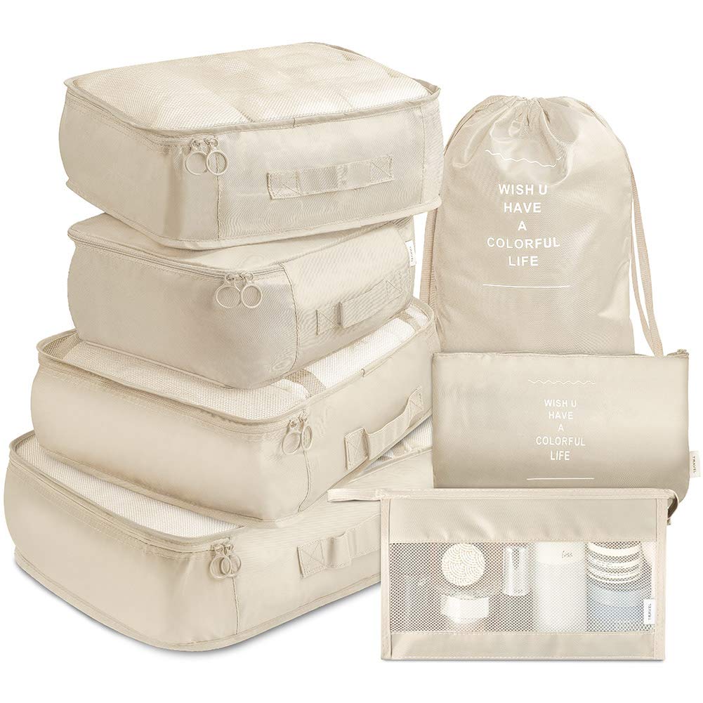 7-Piece Premium Packing Cubes Set – Thickened Travel Luggage Organizer Bags