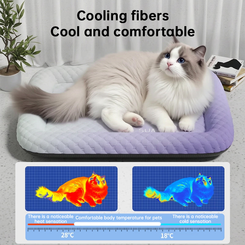 Cooling Pet Mat – Breathable Cold Silk Summer Pad for Dogs & Cats