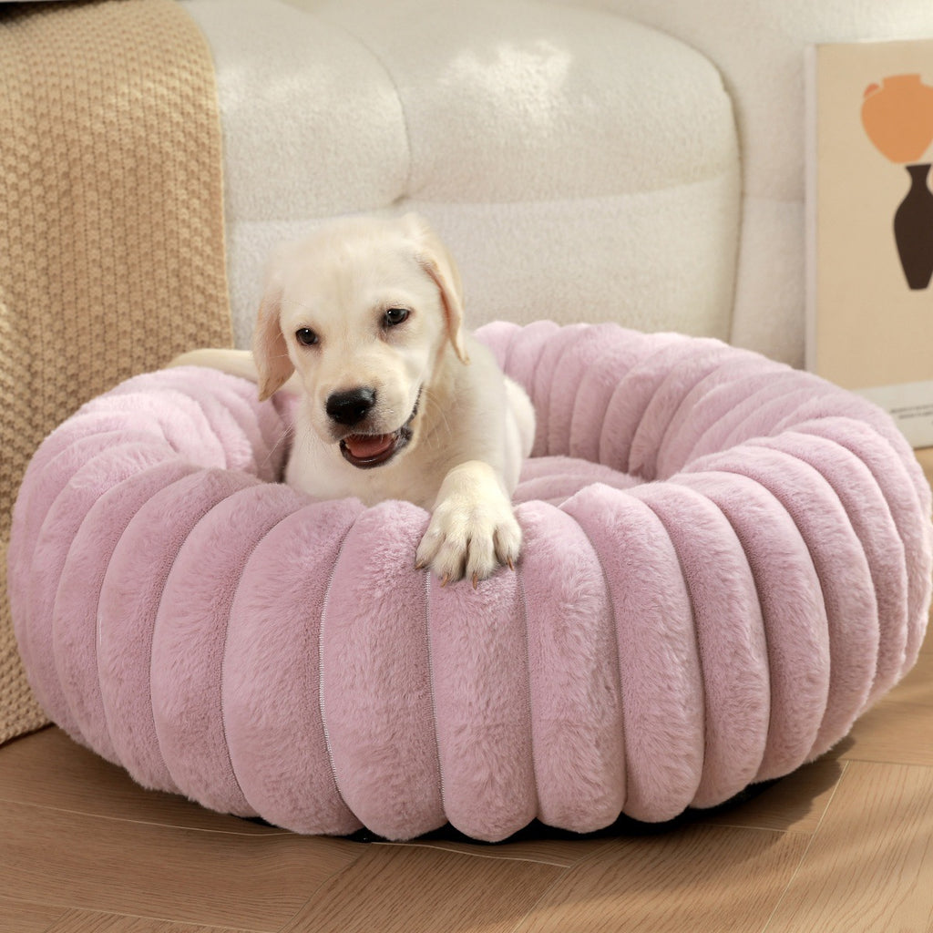Luxury Plush Round Pet Bed – Ultra Soft Calming Dog & Cat Bed with Non-Slip Base
