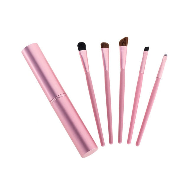 5-Piece Mini Makeup Brush Set – Portable Eye Makeup Brushes for Travel