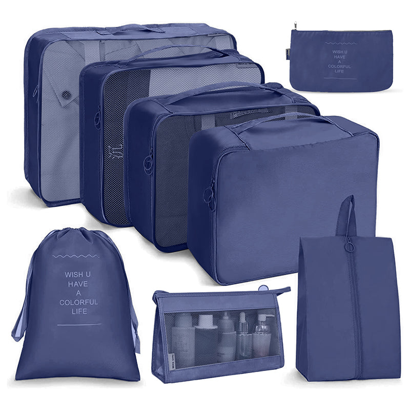 8-Piece Travel Packing Cubes Set – Luggage Organizer Bags with Shoe Bag & Toiletry Bag