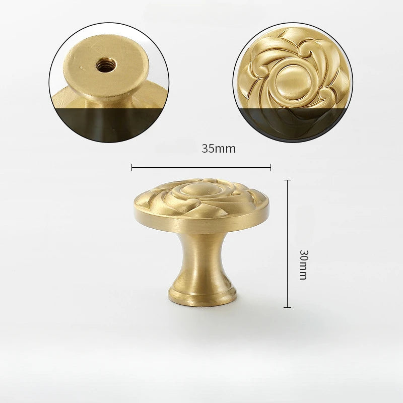 1pcs Round Brass Gold Furniture Handles For Drawers Bathroom Kitchen Storage Cabinet Pulls Wardrobe Shoe Cupboard Door Knob