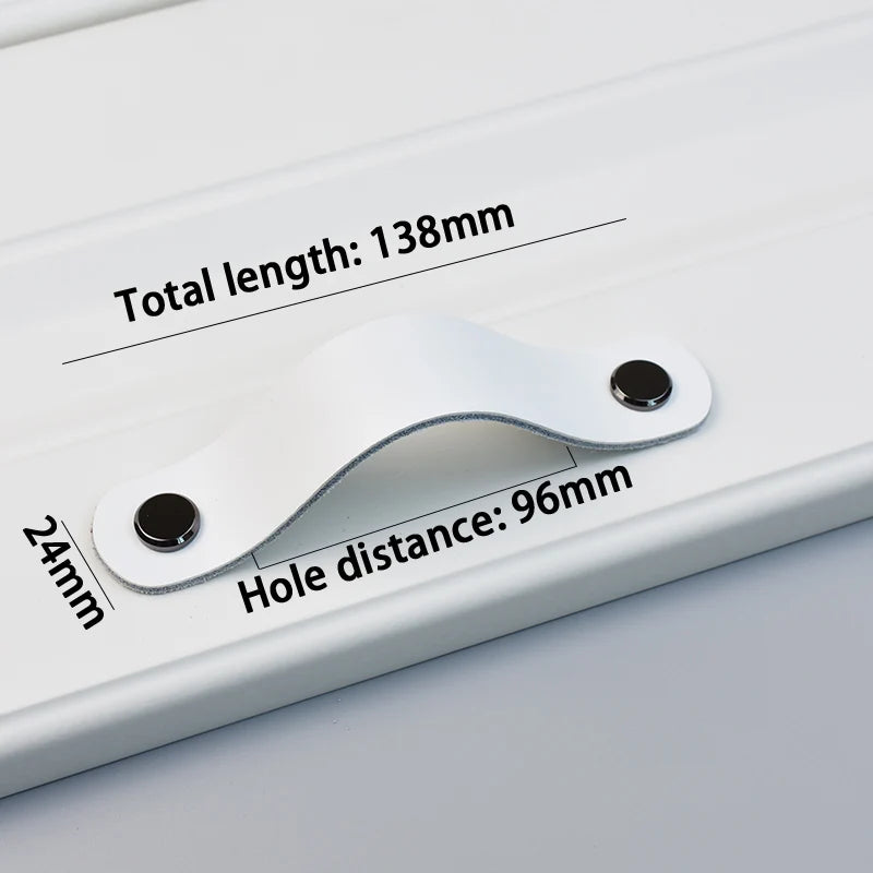 AOYIHOM Modern Minimalist Kitchen Cabinet Storage Leather Pulls White Nordic Cowhide Furniture Handle Drawer Wardrobe Door Knob