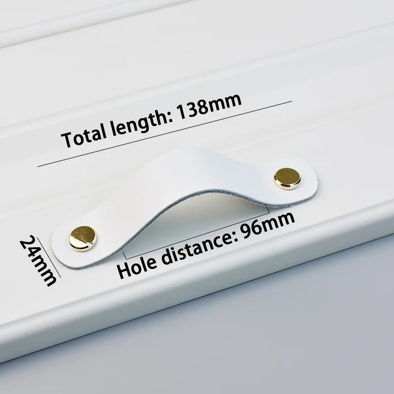 AOYIHOM Modern Minimalist Kitchen Cabinet Storage Leather Pulls White Nordic Cowhide Furniture Handle Drawer Wardrobe Door Knob