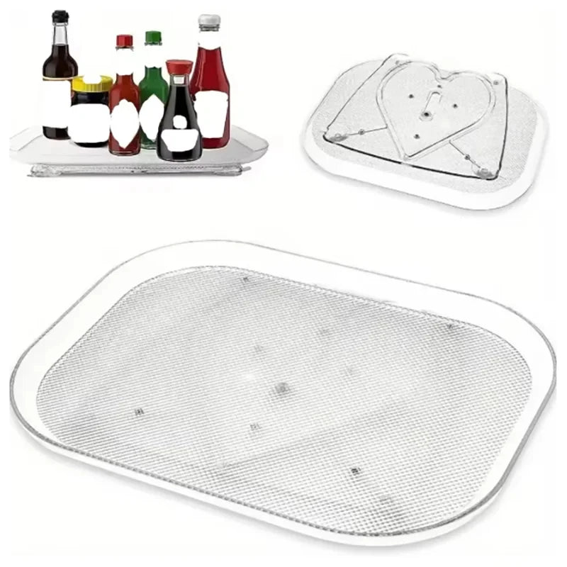 1 Piece Storage Tray, 360-Degree Refrigerator Storage Rotating Tray, Used for Kitchen Spice Jars and Sundry Storage Turntable