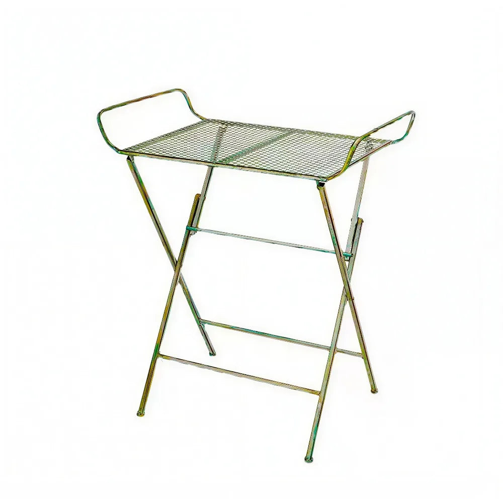 Folding Metal Side Table – Portable Indoor & Outdoor Tray Table for Patio, Balcony & Living Room