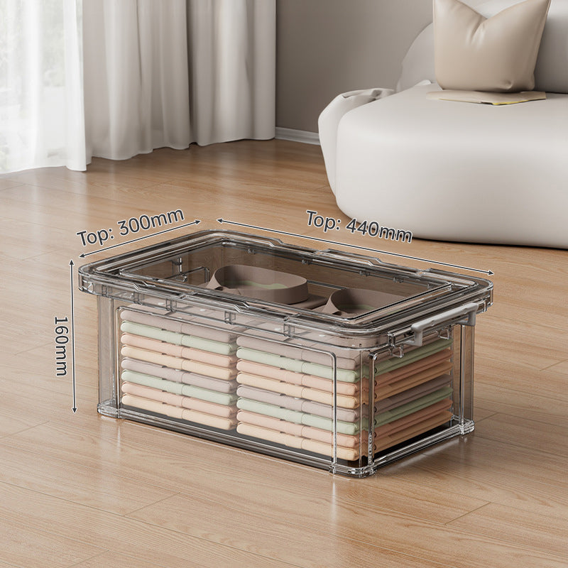 Large Transparent Storage Box with Lid – Stackable Organizer for Clothes, Toys & Household Essentials