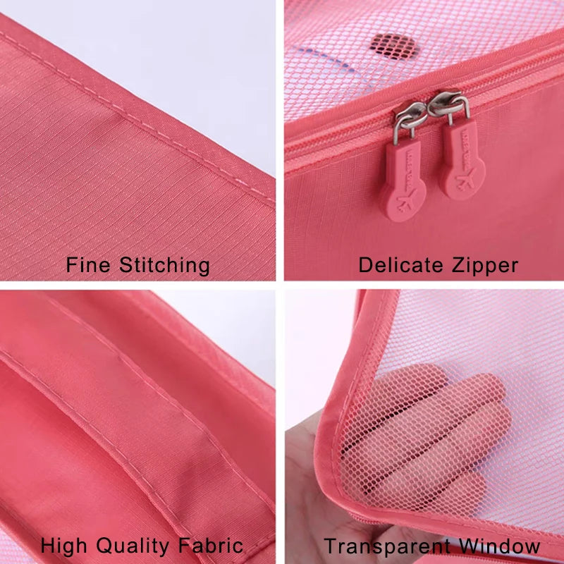 6-Piece Waterproof Packing Cubes Set – Travel Luggage Organizer Bags for Clothes & Accessories