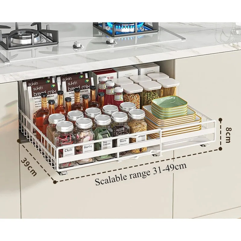 Kitchen Shelf Cabinet Drawing Basket Seasoning Storage Kitchen Supplies Cabinet Dishes Kitchen Organizing Rack