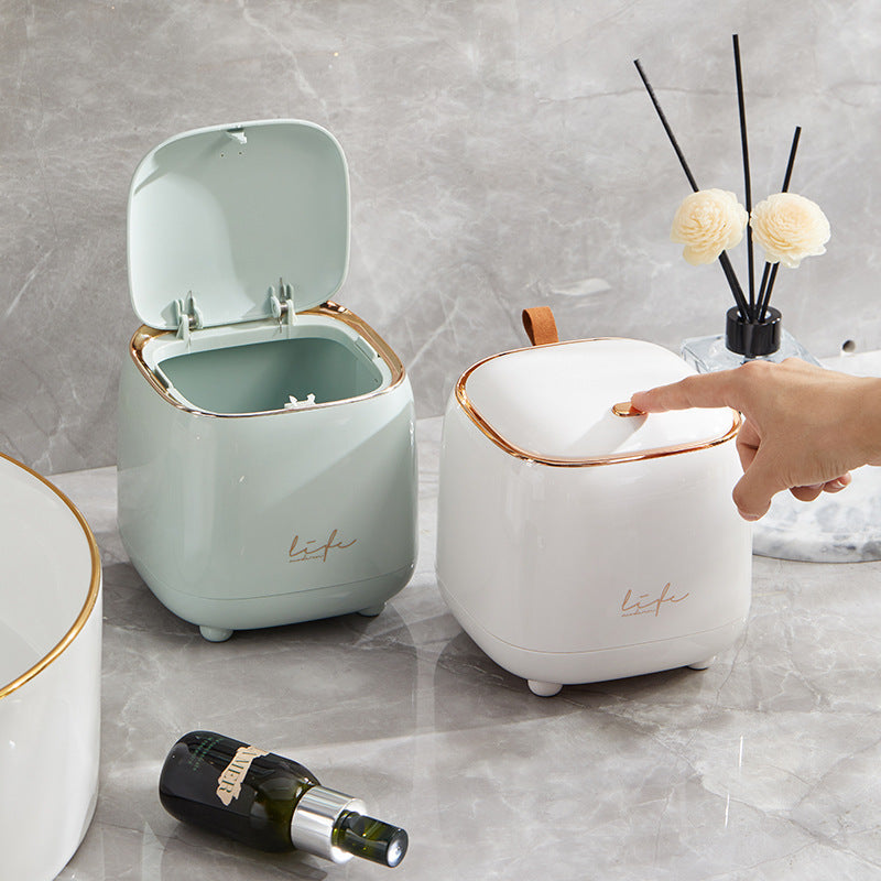 Desktop Trash Can with Lid – Press-Top Mini Waste Bin for Coffee Table, Office & Bathroom