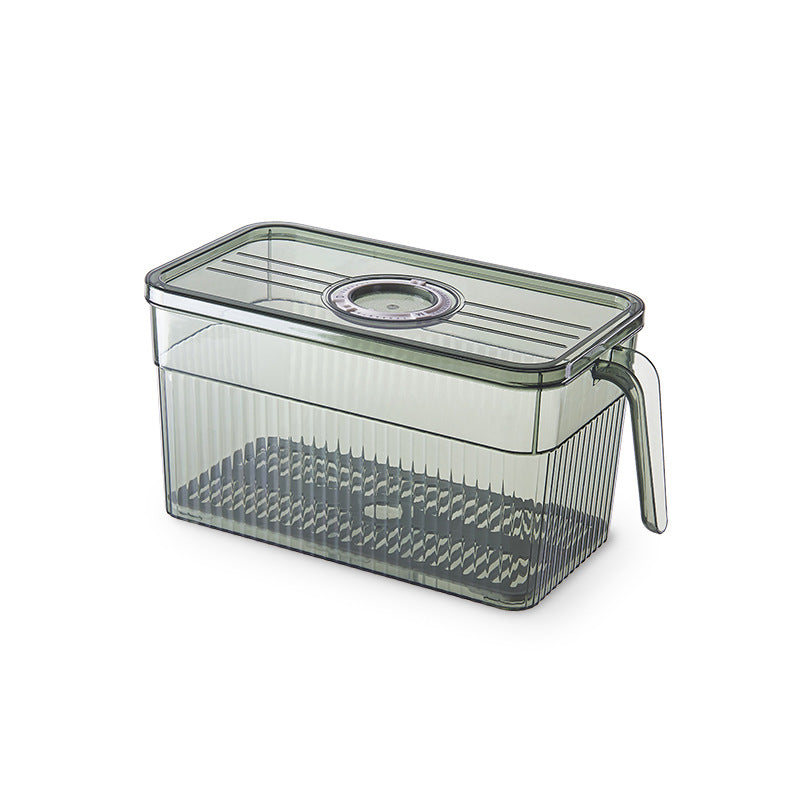 Stackable Refrigerator Storage Box with Drain Tray & Lid – Clear Food Storage Container with Handle