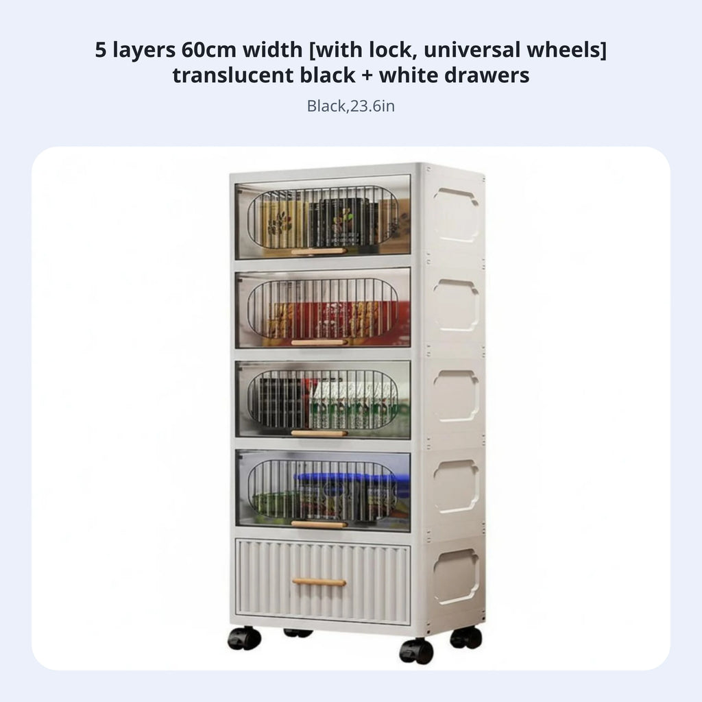 Multi-Tier Organizer hinged-lid reach Wheeled Crevice Cabinet Space Saving Easy Assembly for Students, Kitchen