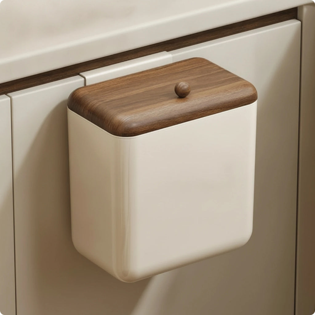 Wall-Mounted Kitchen Trash Bin with Lid – Hanging Cabinet Waste Bin for Kitchen & Bathroom