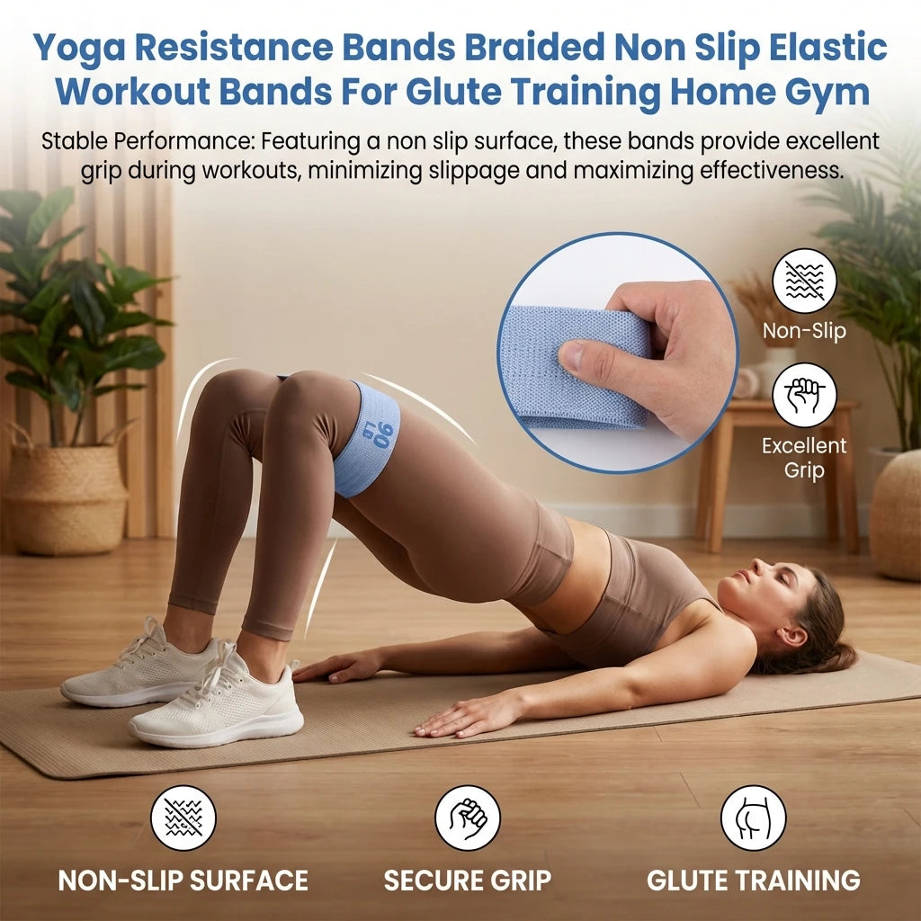 Crochet Non-Slip Yoga Resistance Band Glute Workout Elastic Fitness Pull Band for Butt Toning Leg Stretching Home Gym Training