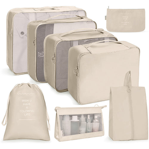 8-Piece Travel Packing Cubes Set – Luggage Organizer Bags with Shoe Bag & Toiletry Bag