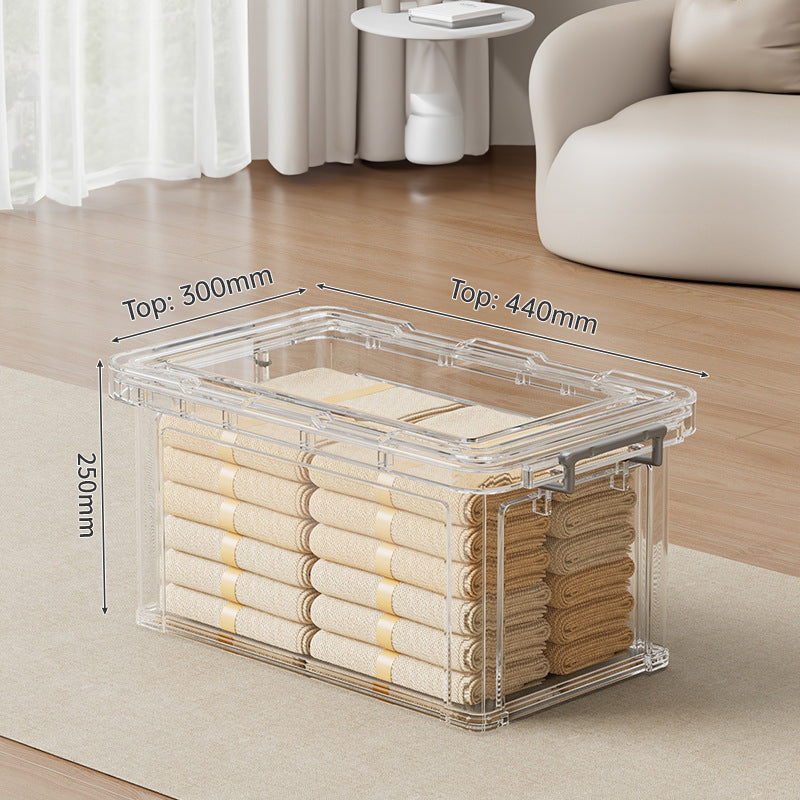 Large Transparent Storage Box with Lid – Stackable Organizer for Clothes, Toys & Household Essentials