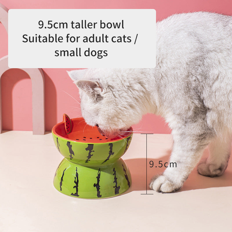 Ceramic Cat Food Bowl To Protect Cervical Vertebra Oblique Mouth Pet Bowl