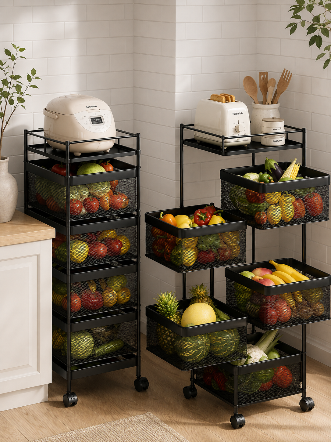 Mobile Veggie Holder Cart With Rollers