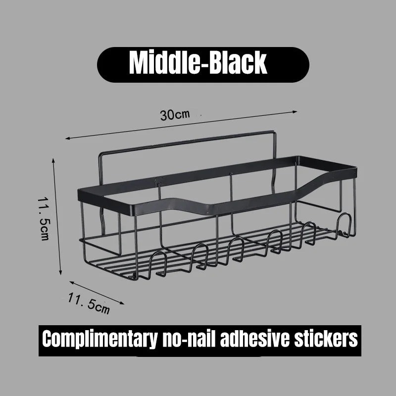 Bathroom Shelf Kitchen Storage Organizer Aluminum Alloy Shower Shelf Bathroom Accessories No Drilling Wall Shelf