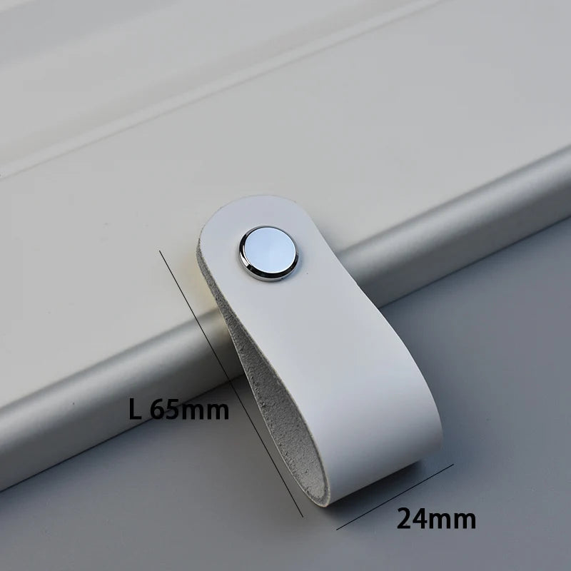 AOYIHOM Modern Minimalist Kitchen Cabinet Storage Leather Pulls White Nordic Cowhide Furniture Handle Drawer Wardrobe Door Knob