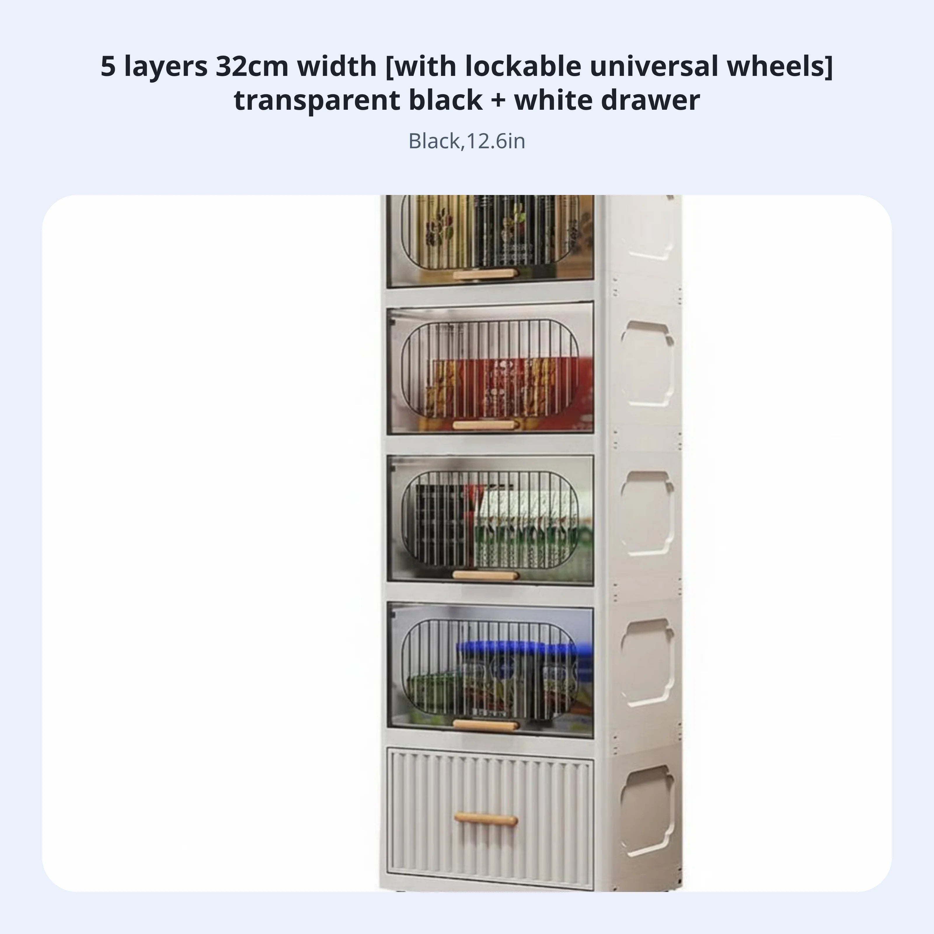 Multi-Tier Organizer hinged-lid reach Wheeled Crevice Cabinet Space Saving Easy Assembly for Students, Kitchen