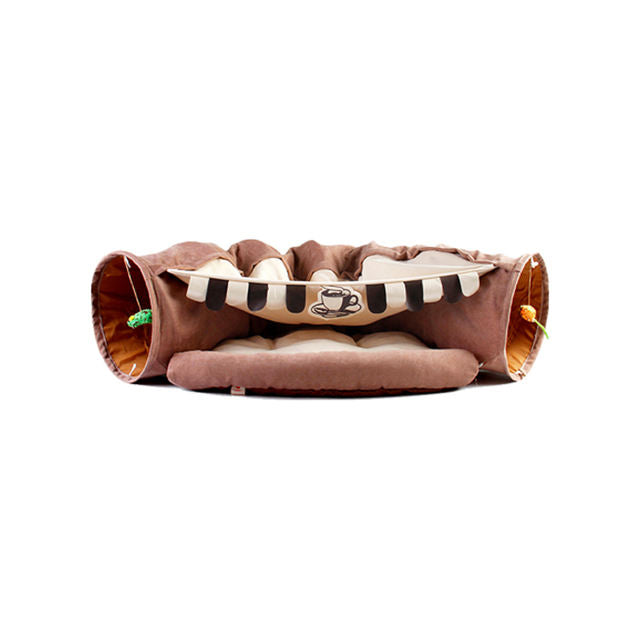 Foldable Cat Tunnel Bed – 2-in-1 Cat Tunnel & Cozy Pet Hideaway for Indoor Cats