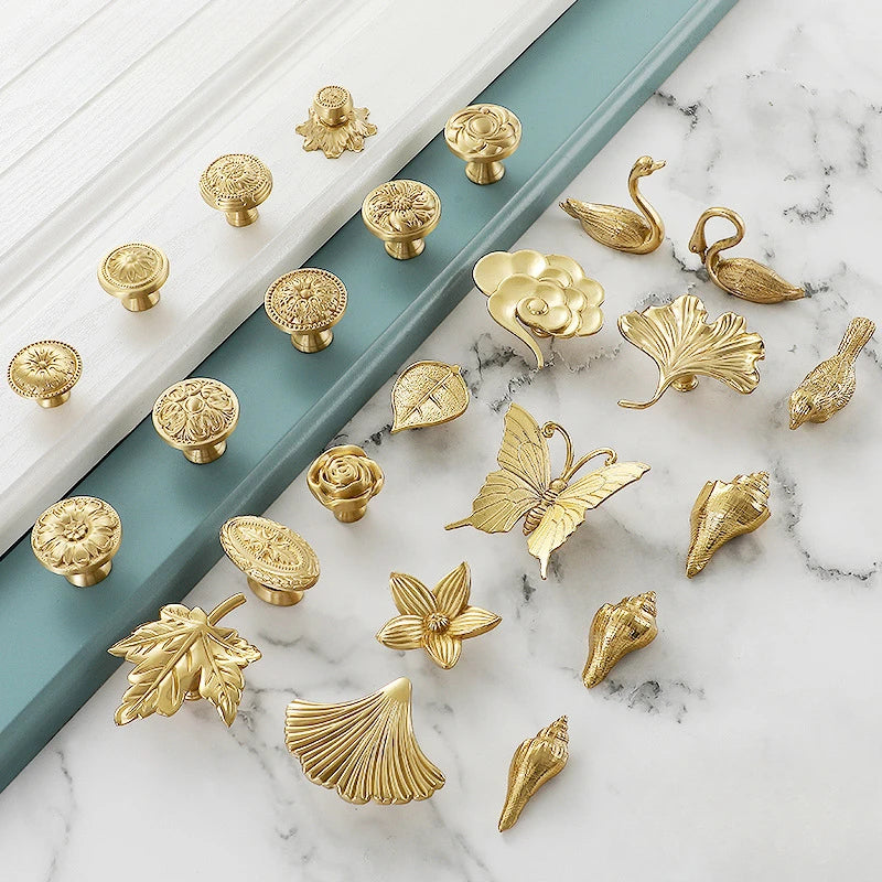 1pcs Round Brass Gold Furniture Handles For Drawers Bathroom Kitchen Storage Cabinet Pulls Wardrobe Shoe Cupboard Door Knob