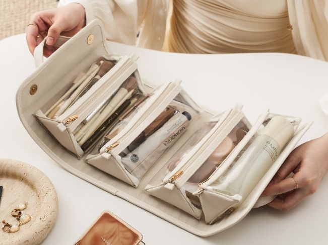 Large Folding Makeup Bag – Waterproof Travel Cosmetic & Toiletry Organizer
