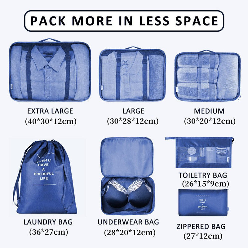 7-Piece Premium Packing Cubes Set – Thickened Travel Luggage Organizer Bags