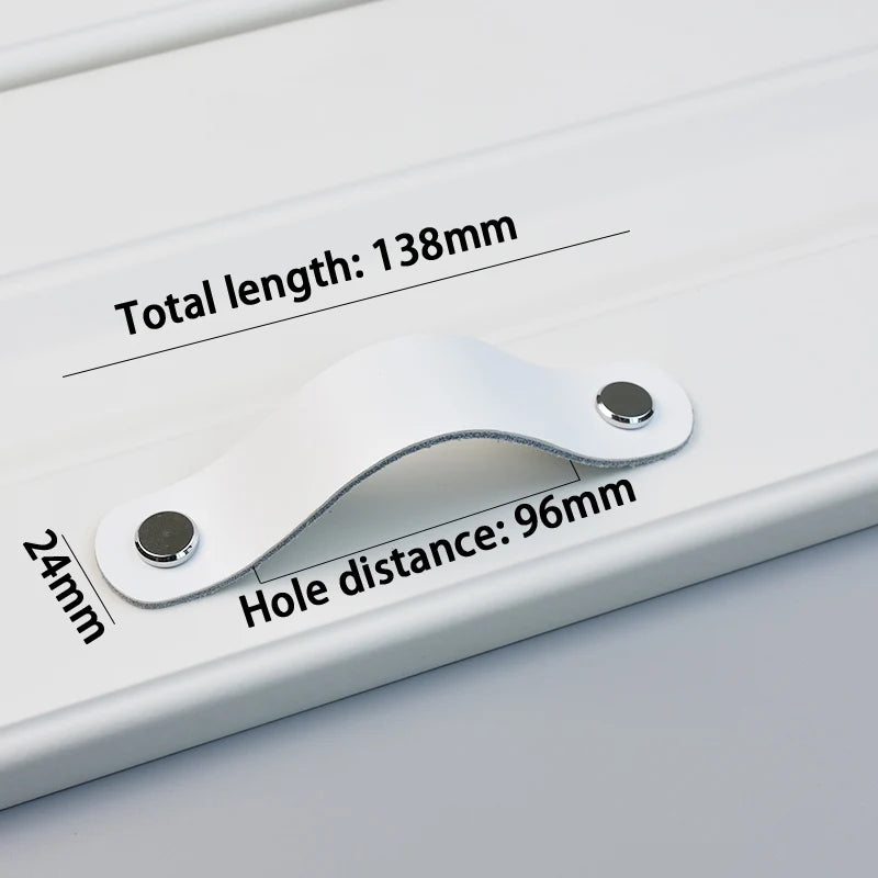 AOYIHOM Modern Minimalist Kitchen Cabinet Storage Leather Pulls White Nordic Cowhide Furniture Handle Drawer Wardrobe Door Knob