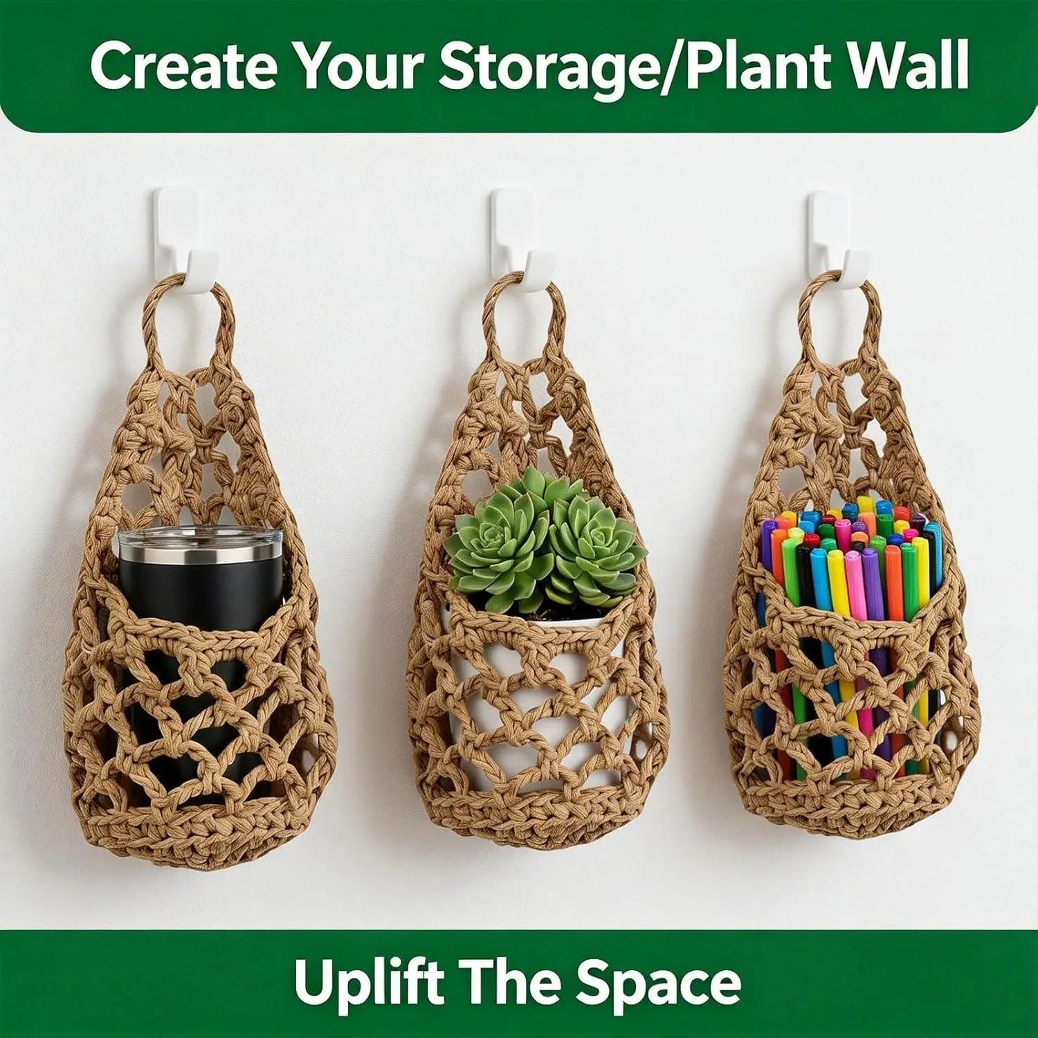 Plant Hanger Indoor Space Saving Storage Home Decor Boho Plant Hanger Flower Pot Holder for Bedroom Living Room Kitchen Door