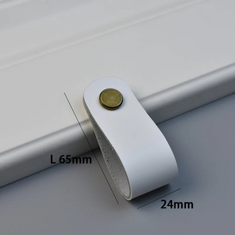 AOYIHOM Modern Minimalist Kitchen Cabinet Storage Leather Pulls White Nordic Cowhide Furniture Handle Drawer Wardrobe Door Knob