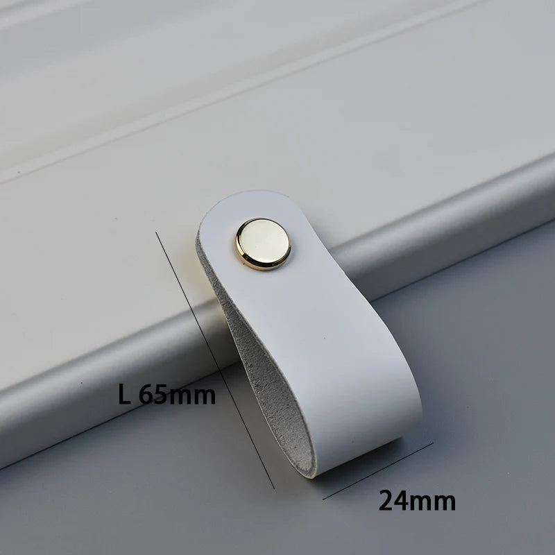 AOYIHOM Modern Minimalist Kitchen Cabinet Storage Leather Pulls White Nordic Cowhide Furniture Handle Drawer Wardrobe Door Knob