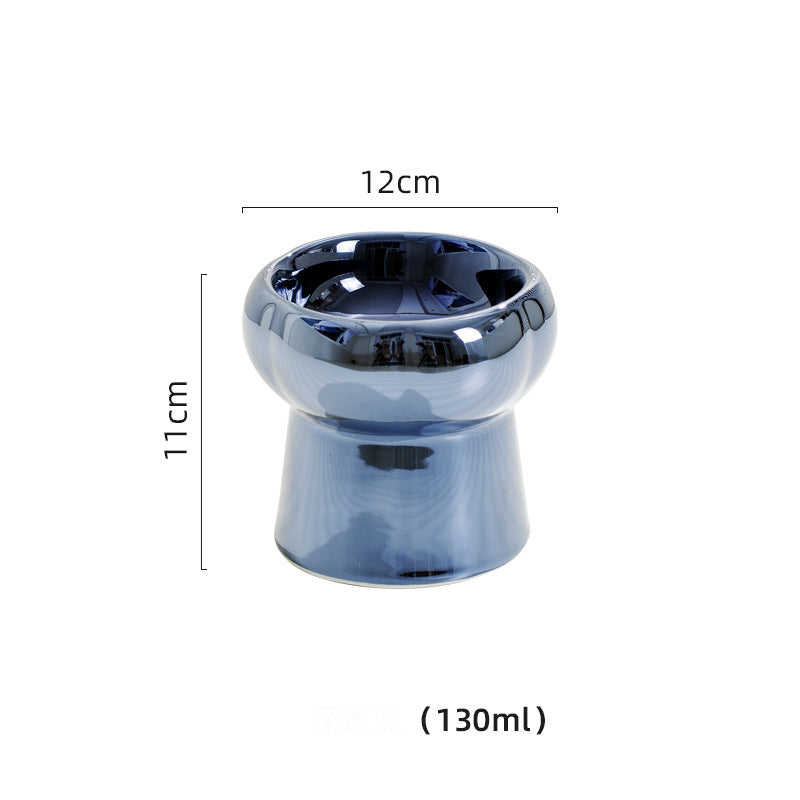 Electroplated Mirror Ceramic Pet Bowl – Premium Food & Water Bowl for Cats & Small Dogs
