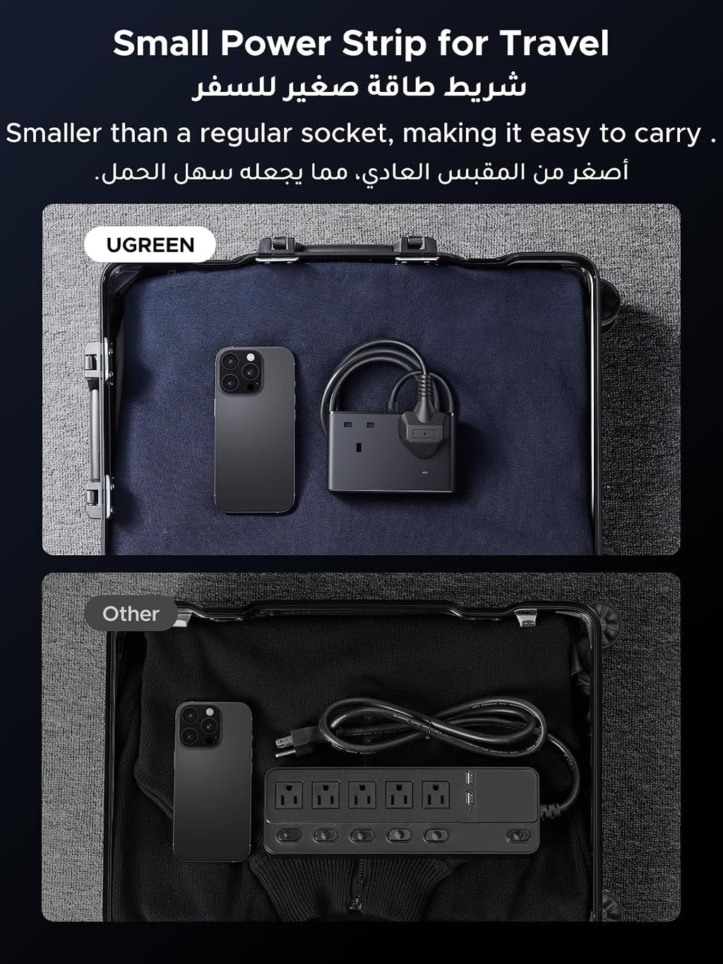 UGREEN شريط طاقة 6 في 1 GaN واقي من زيادة التيار مع PD 30W USB-C، كابل تمديد للحماية الحمل الزائد/الدائرة القصيرة/السخونة الزائدة و3 منافذ، مقابس المملكة المتحدة سلك بطول 2 متر للمنزل والمكتب والسفر