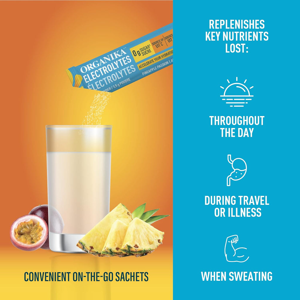 Organika – Electrolytes Powder Sachets – Variety Pack, 21 count – Ships Free Within Canada on Orders Above CAD $199