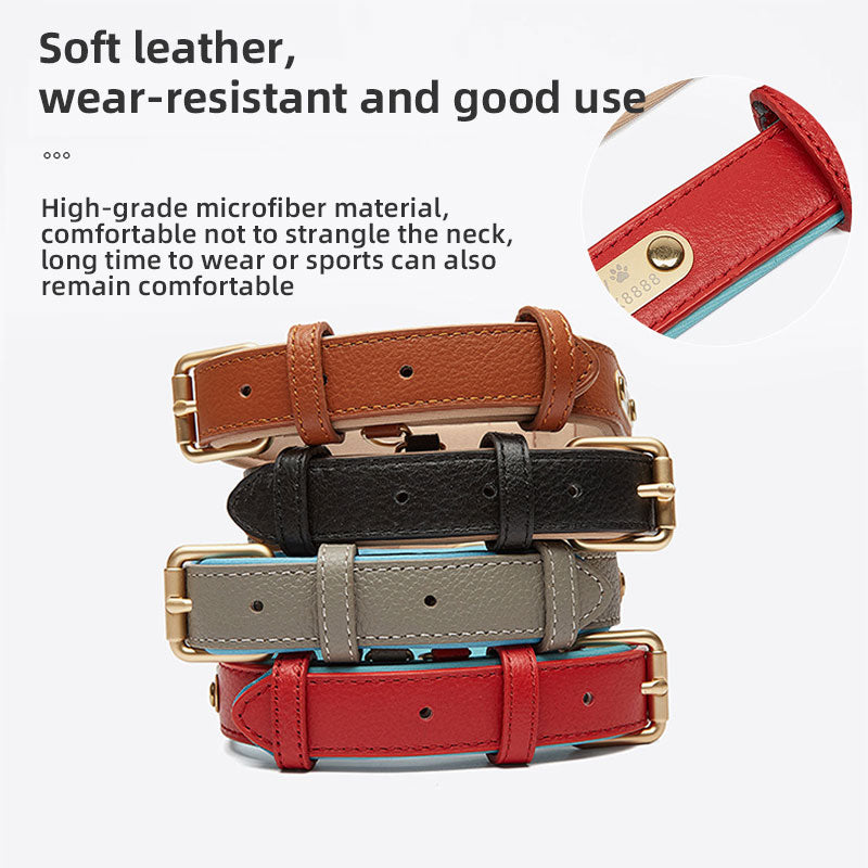 Luxury Leather Dog Collar – Wide Adjustable Wear-Resistant Collar for Dogs