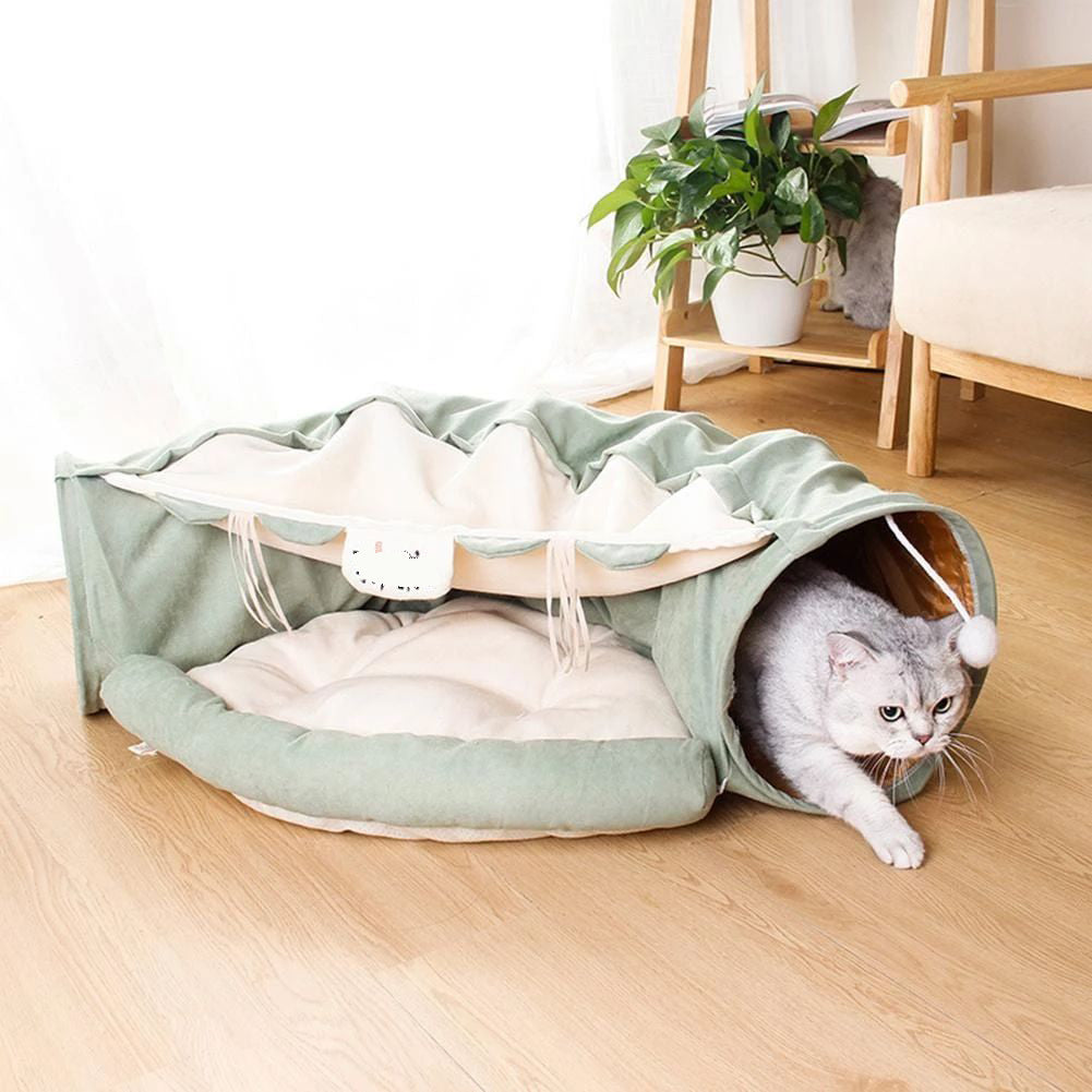 Foldable Cat Tunnel Bed – 2-in-1 Cat Tunnel & Cozy Pet Hideaway for Indoor Cats