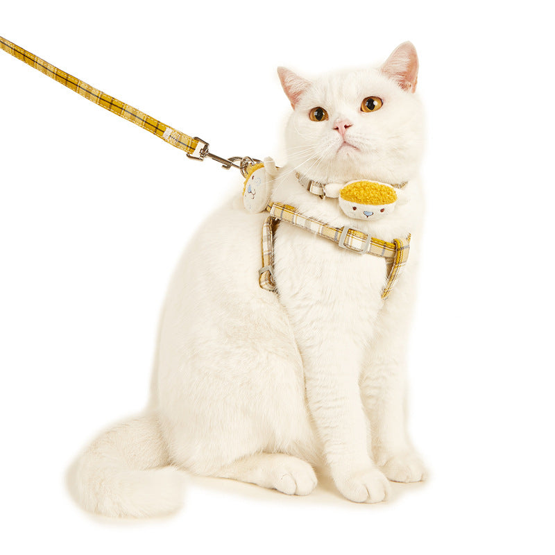 Plaid Adjustable Pet Harness & Leash Set – Anti-Slip Vest Harness for Cats & Small Dogs