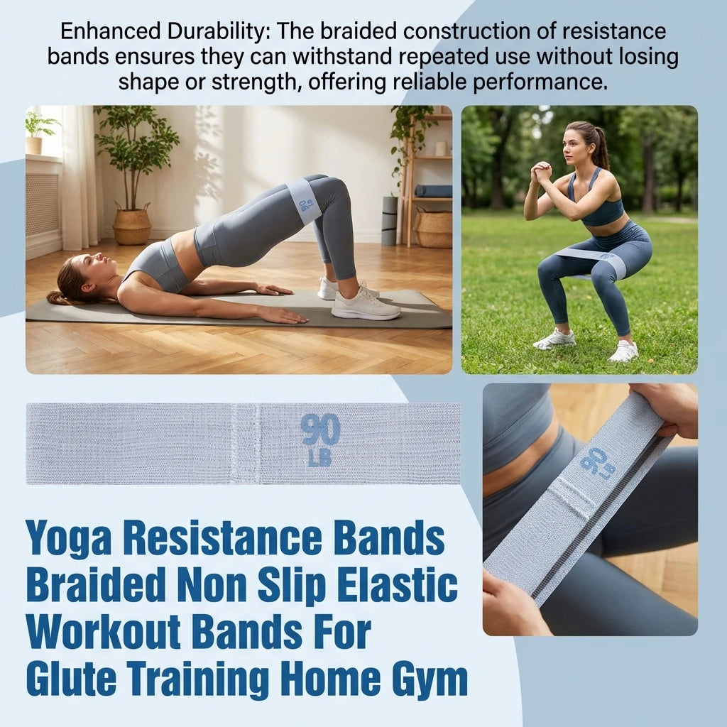 Crochet Non-Slip Yoga Resistance Band Glute Workout Elastic Fitness Pull Band for Butt Toning Leg Stretching Home Gym Training