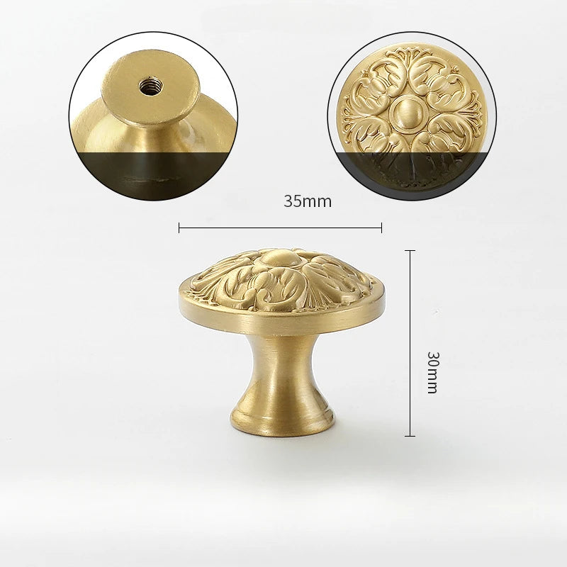 1pcs Round Brass Gold Furniture Handles For Drawers Bathroom Kitchen Storage Cabinet Pulls Wardrobe Shoe Cupboard Door Knob