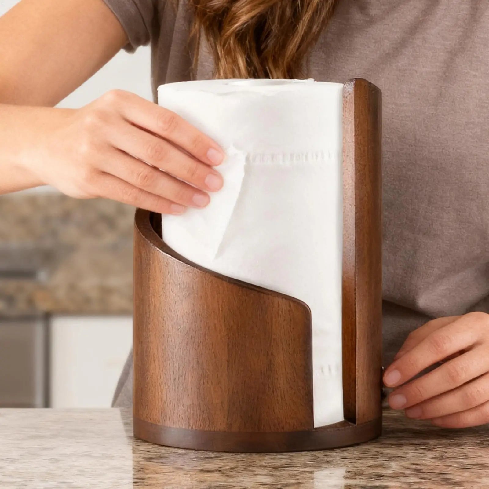 Paper Towel Holder & Napkin Dispenser Stand – Freestanding Kitchen Roll Holder for Countertop, Bathroom, Dining Table & Cabinet Organization
