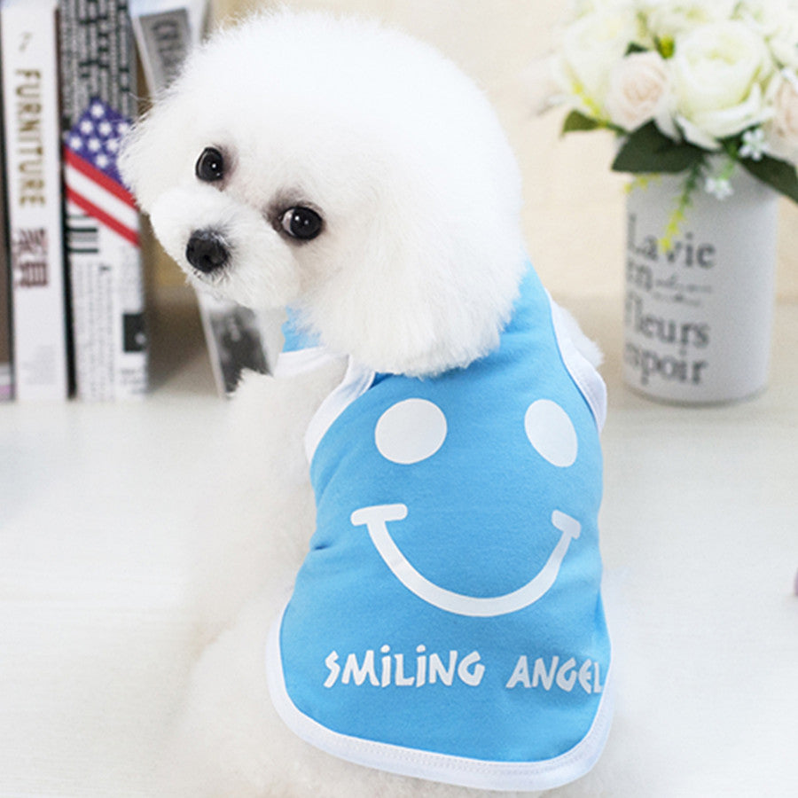 Pet Dog Clothes Teddy Bear New Cool Smile Cat Spring And Summer Vest Clothing